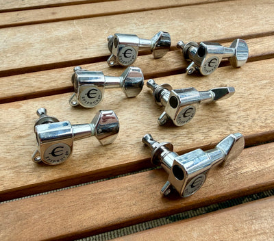Genuine Epiphone 6-In-Line Chrome Tuners, Made in Korea—Bushings Included!