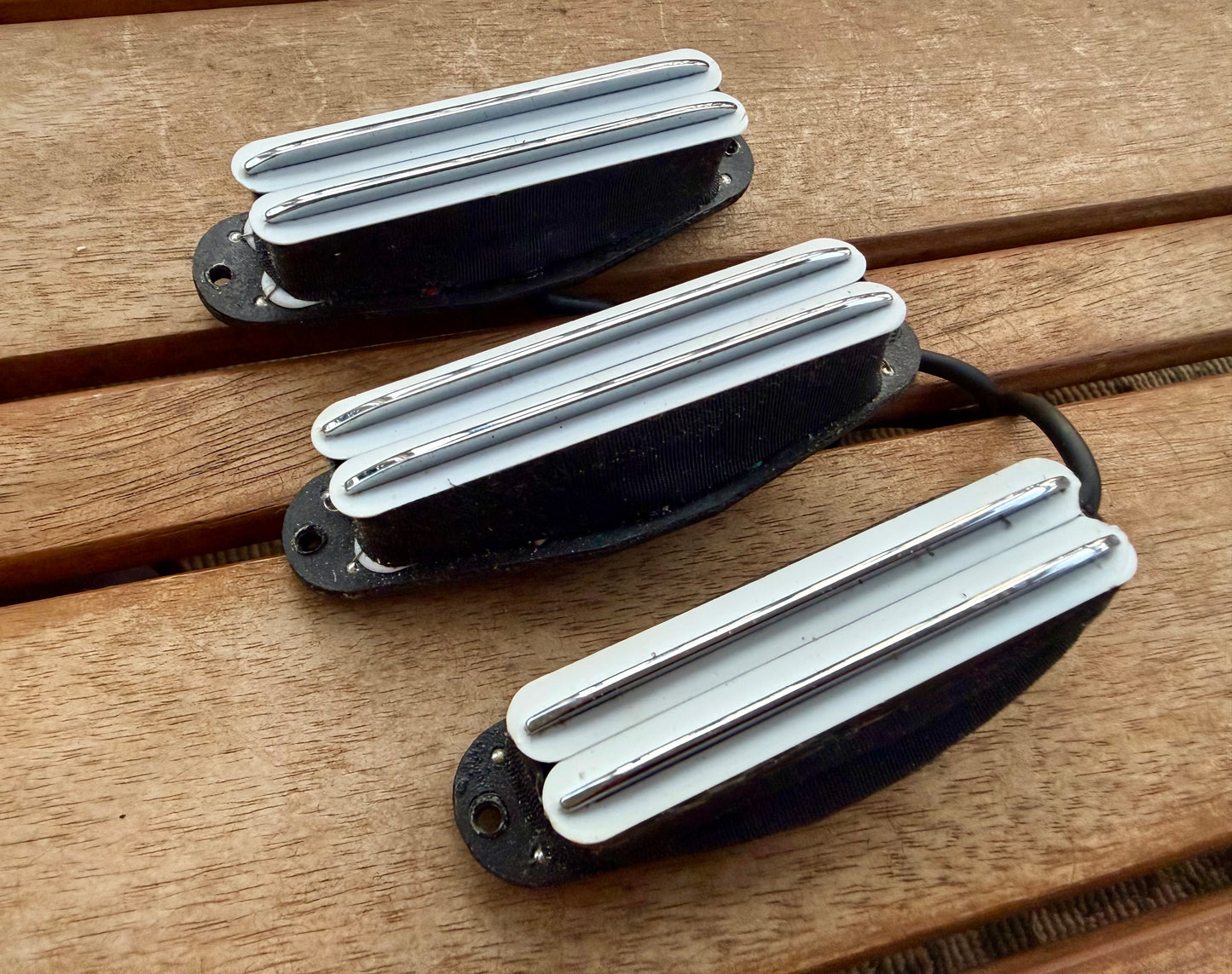 GFS Lil Killer Early Generation Stratocaster Pickup Set—White Rail Humbucker's