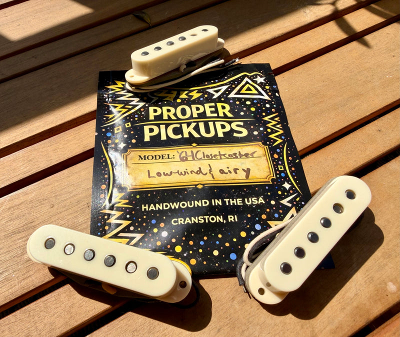 Proper Pickups '64 Closetcaster Handwound Stratocaster Pickup Set w/ Treble Bleed & PIO Capacitor—Vintage White