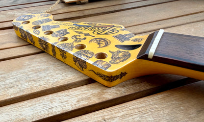 Proper Instruments 1-of-1 Nitro Stratocaster Replacement Neck – Tattooed & Amber