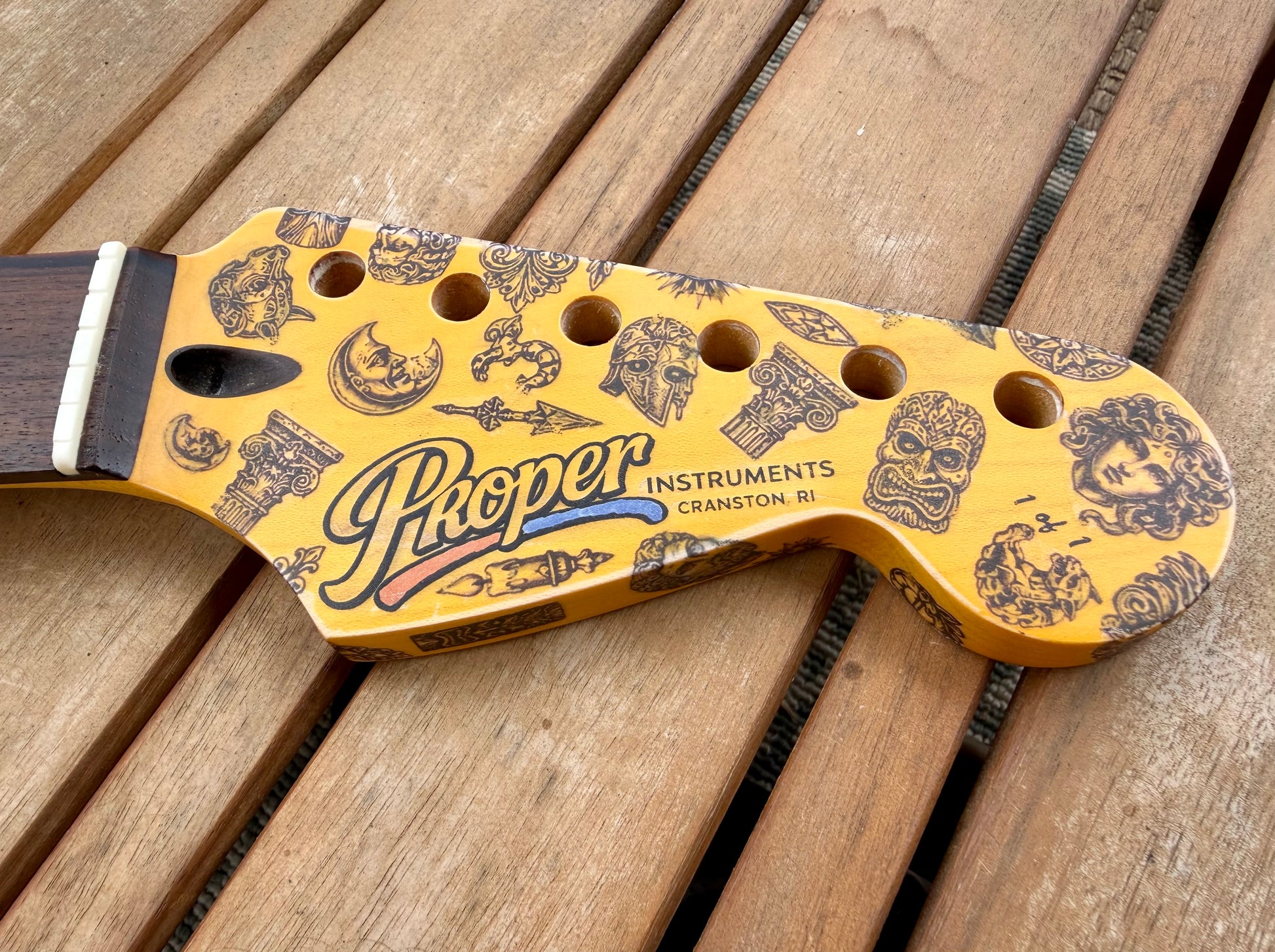 Proper Instruments 1-of-1 Nitro Stratocaster Replacement Neck – Tattooed & Amber