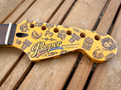 Proper Instruments 1-of-1 Nitro Stratocaster Replacement Neck – Tattooed & Amber