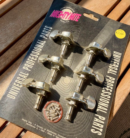NOS Mighty Mite SKG363 3L/3R Gibson-Style Guitar Tuners – 8mm Chrome—Free Shipping!