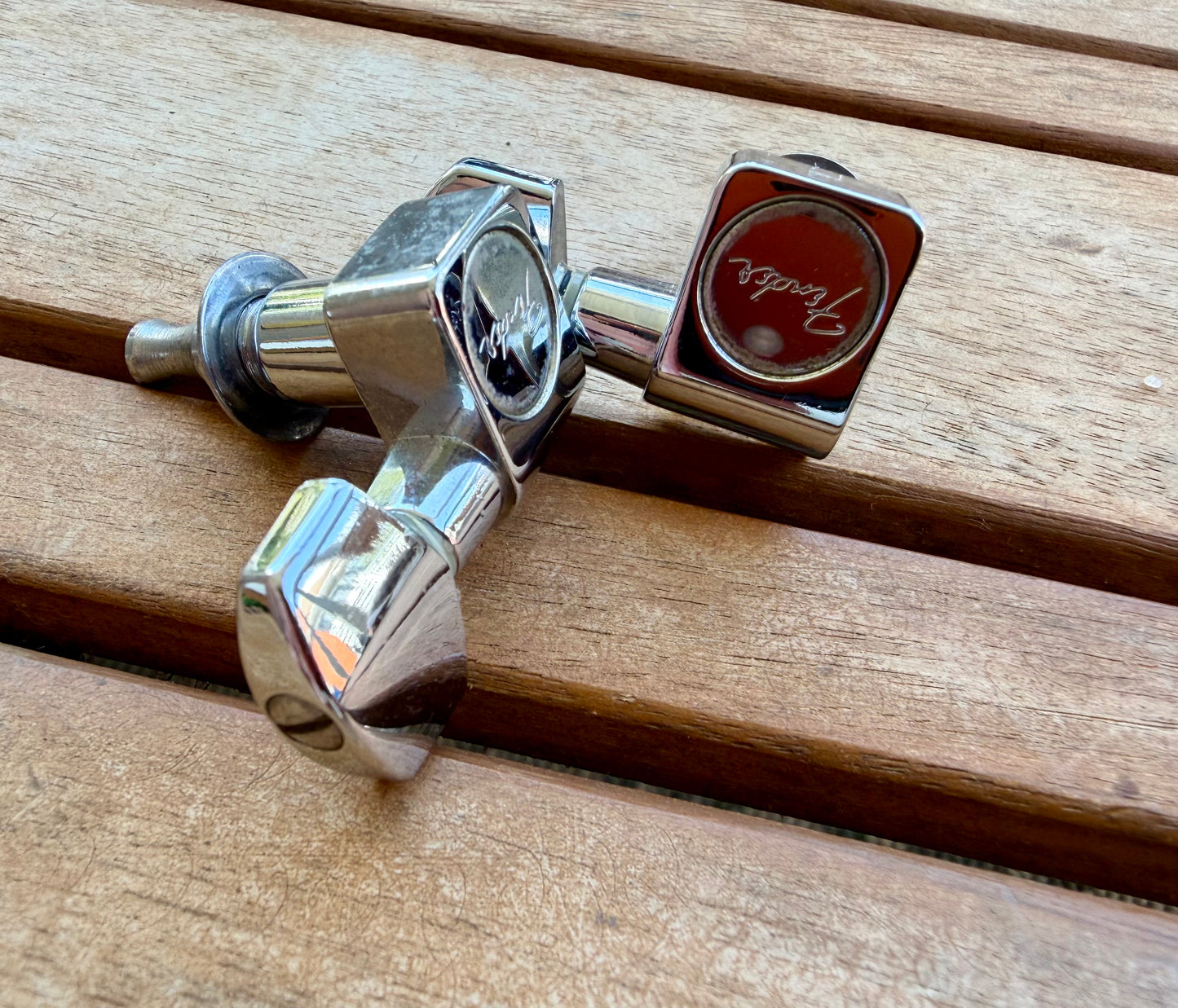 Fender American Standard Chrome Guitar Tuners Pair (2x) w/ Original Bushings & Washers—OEM