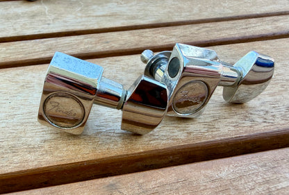 Fender American Standard Chrome Guitar Tuners Pair (2x) w/ Original Bushings & Washers—OEM