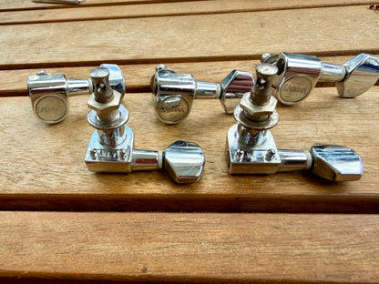 Laguna 6R Sealed Guitar Tuners Chrome 5pcs w/ Bushings & Washers Strat Style—OEM