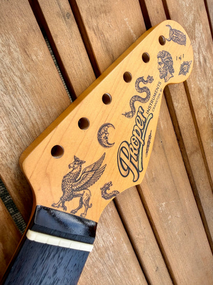 Proper Instruments 1-of-1 Nitro Stratocaster Replacement Neck – Tattooed & Lightly Roasted