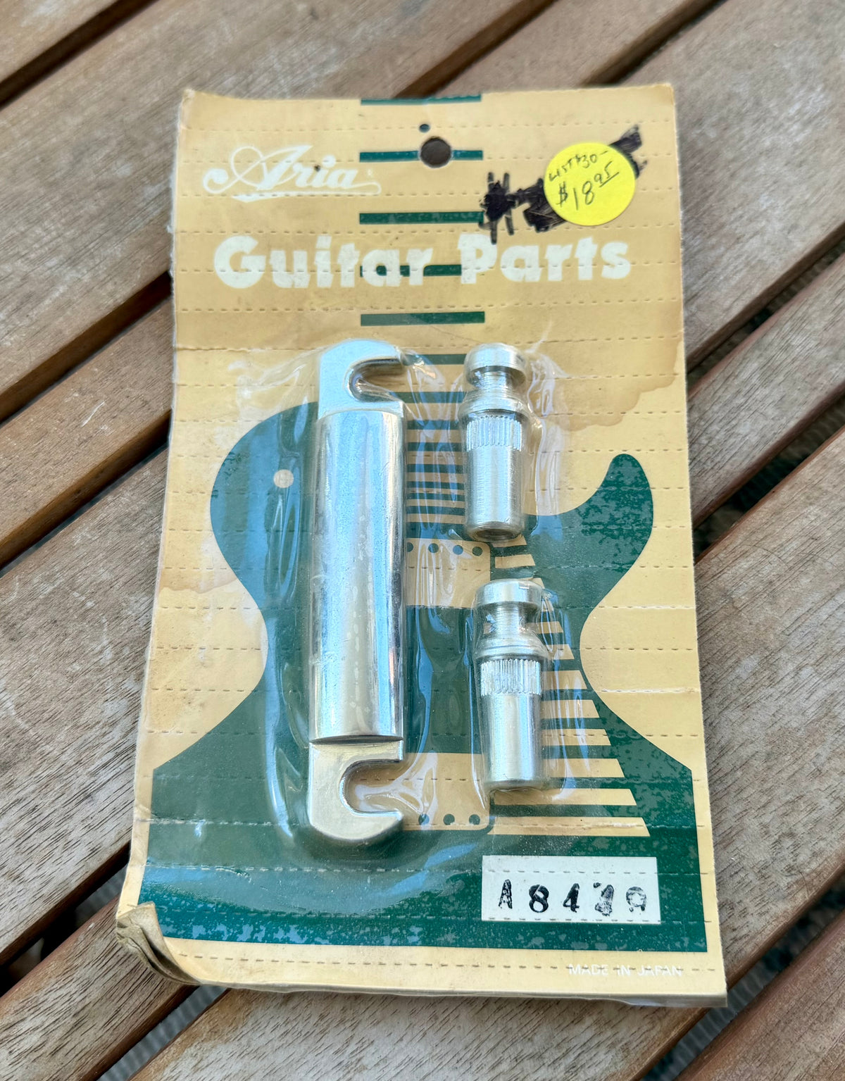 Vintage Aria A8449 MIJ Chrome Stopbar Tailpiece - NOS, Original Packaging