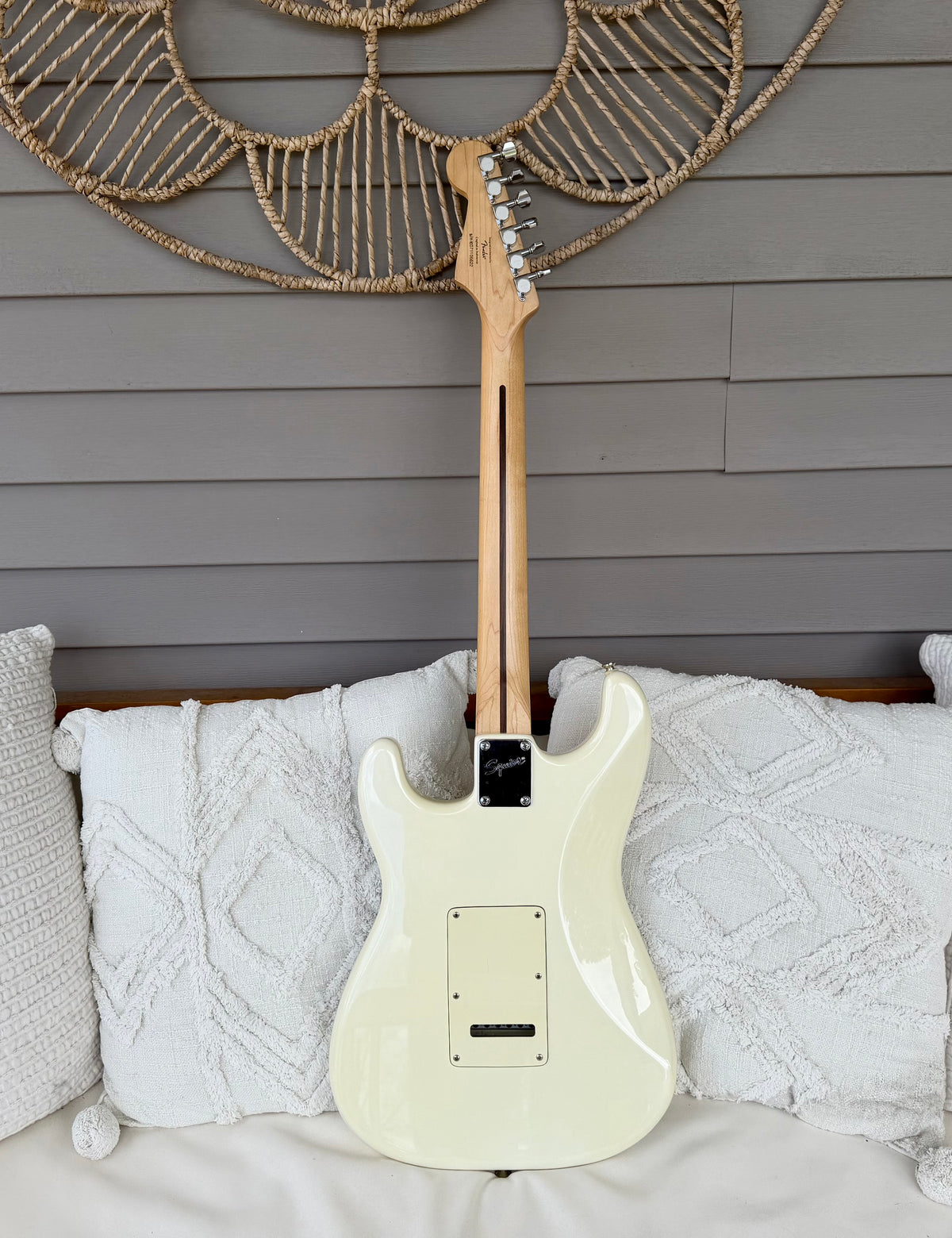 2007 Squier Deluxe Stratocaster - Pearl White Metallic, Duncan Designed Pickups