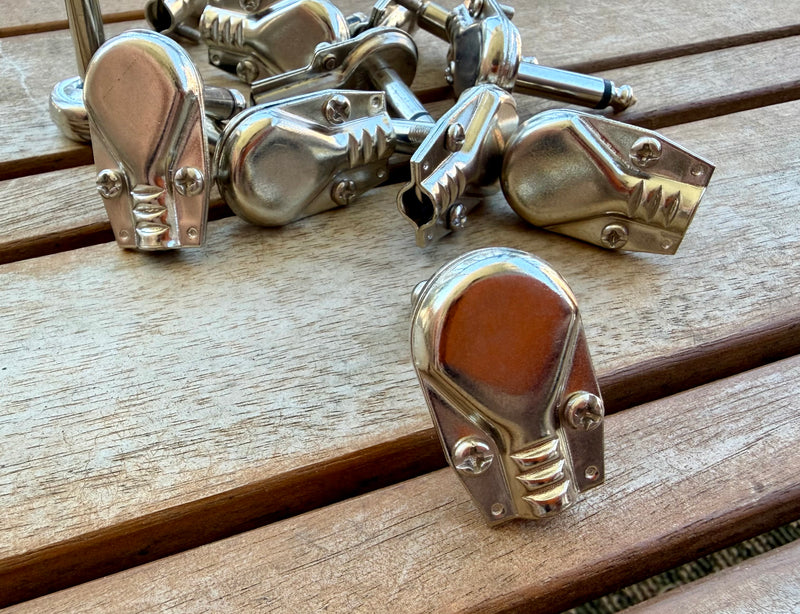 Vintage 1/4” Right-Angle Pancake Guitar Cable Plugs, Nickel—Lot of 11