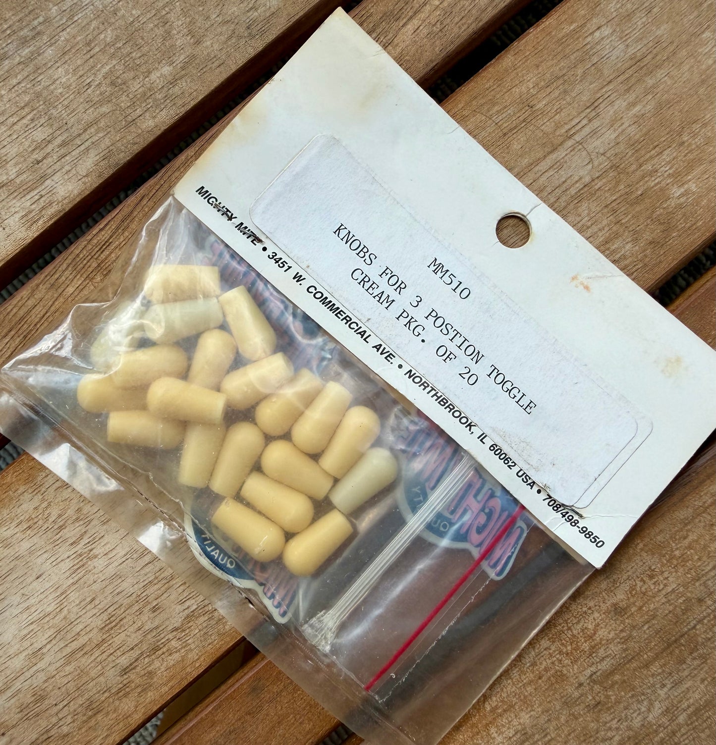 NOS Early 1990s Mighty Mite MM510 Cream 3-Way Toggle Switch Tips – Original 20-Pack