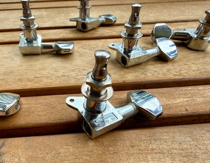 Genuine Epiphone 6-In-Line Chrome Tuners, Made in Korea—Bushings Included!