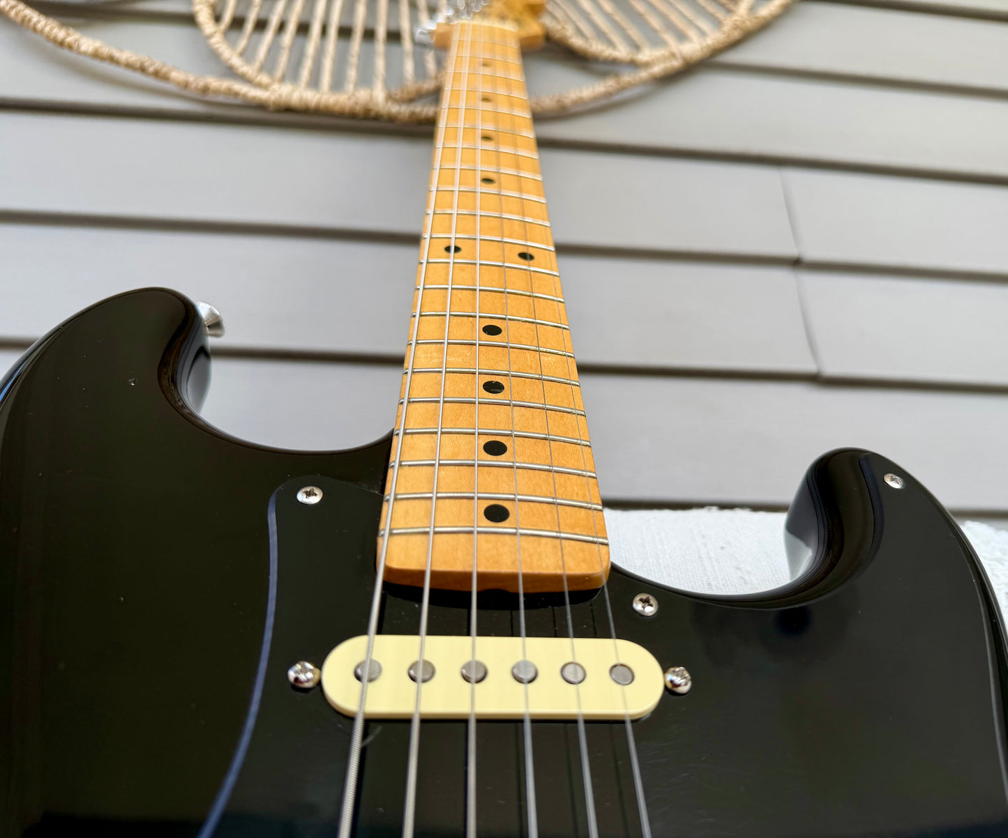 1987 Squier ST-357 Stratocaster Black w/ Maple Neck MIJ—E7!